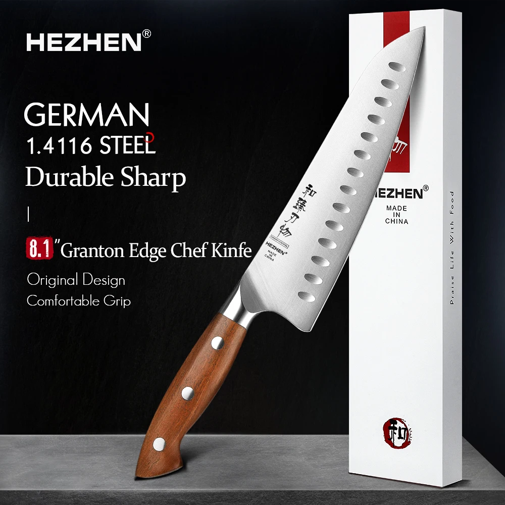 HEZHEN 1PC or 5PC Kitchen Knife Set 1.4116 steel Red Wood Handle Cook Tools Core Blade Kitchen Knife Accessories Box Packing - Image 7