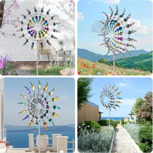 Metal Windmill Creative Courtyard Garden Lawn Decoration Wind Collector Magical Kinetic Energy Metal Windmill Rotator