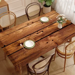 Beautiful Wood Rectangular Tablecloths Washable Wedding Party Kitchen Dining Living Room Birthday Decoration Table
