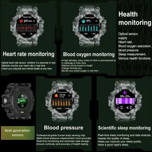 2026 New Military Outdoor Smart Watch Men 100+Sports Fitness Compass Heart Rate Bluetooth Call IP68 Waterproof Rugged Smartwatch