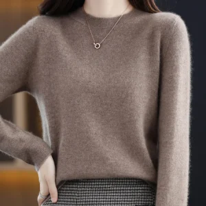 Women 100% Merino Wool Sweater O-Neck Long Sleeve Cashmere Knitwear Pullover Aliselect Fashion Autumn Winter Clothing Tops