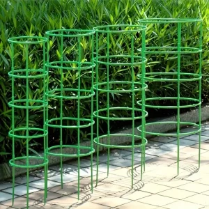 9 Pcs/set 3 Layers Plant Support Plant Stakes Round Plant Support Ring Plastic Plant Cage Holder Flower Pot Climbing Trellis