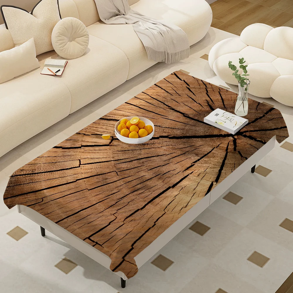 Beautiful Wood Rectangular Tablecloths Washable Wedding Party Kitchen Dining Living Room Birthday Decoration Table - الصورة 10