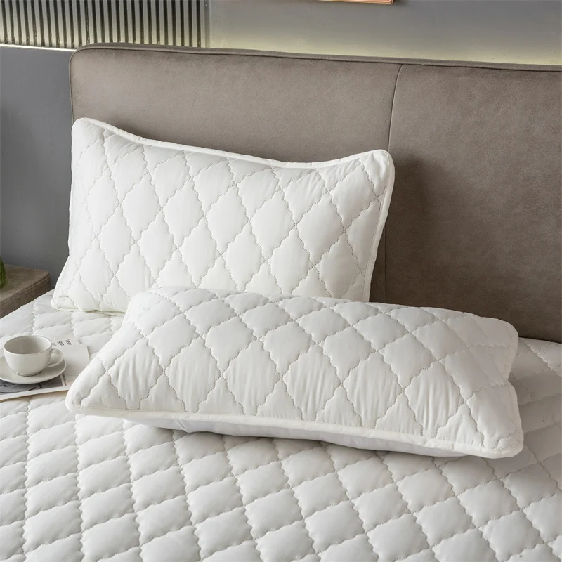 Brushed Cotton Padded Waterproof Pillowcase - Single Piece / 2-Piece Set Soft Breathable Pillow Cover for Bedroom Bed - Image 2