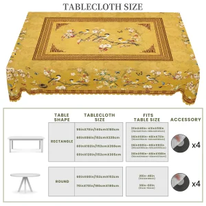 1 Piece Retro Style Flower and Bird Print Round Tablecloth, 5 Sizes Available, Square Tablecloth with Retro Shading Plum Blossom Flower and Bird Print Design, Edge Embossing Process, Daily Garden Tablecloth Decoration, Tablecloth for Daily Home Kitchen, Terrace Use, Spring and Summer Home Decoration