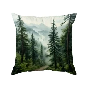 Home Decor Misty Forest And Mountain Pattern Pillowcase Pattern Cushion Cover Suitable For Sofa Bedroom Car Pillow Cover