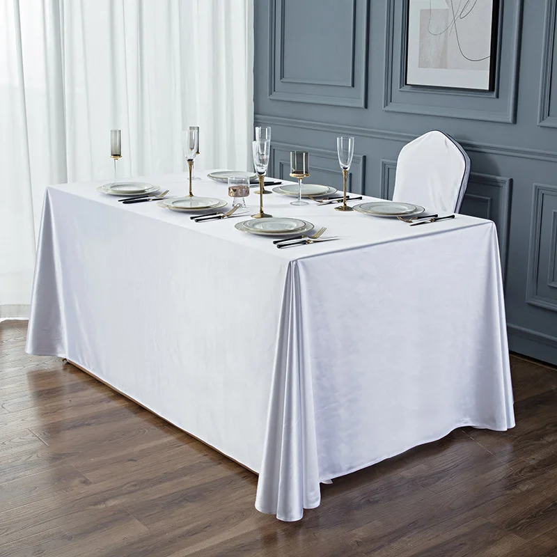 white tablecloth home dinner party oversized table cover wedding banquet outdoor party cover hotel decoration tablecloths - الصورة 6