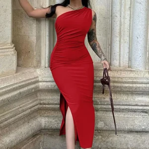 Women Maxi Dresses Sexy Split Black Sleeveless Backless Slim Dress Summer Female Fashion Off Shoulder Club Elegant Party Dresses