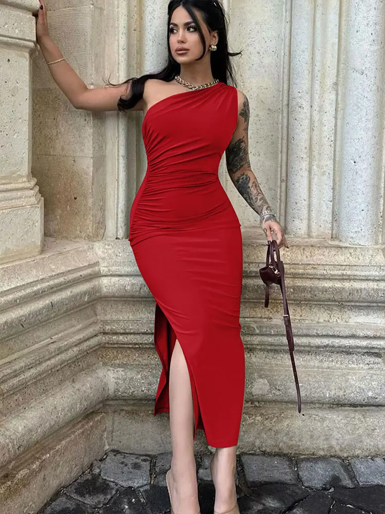 Women Maxi Dresses Sexy Split Black Sleeveless Backless Slim Dress Summer Female Fashion Off Shoulder Club Elegant Party Dresses - الصورة 5