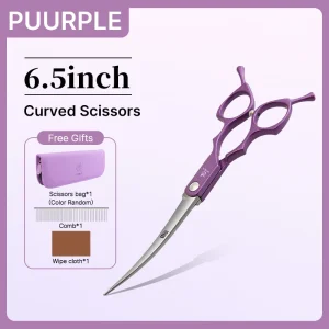 Fenice 6.5 Inch Colorful Straight Curved Thinning Chunker Shears Beginner Friendly Scissors Kit for Practice &Home Groomer Us