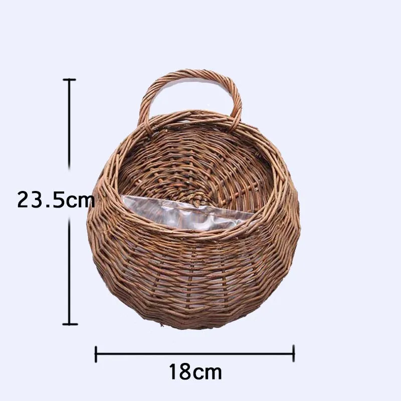 Hand Made Wicker Rattan Flower Planter Wall Hanging Wicker Rattam Basket Garden Vine Pot Plants Holder Garden Pots Wall Planter - الصورة 28