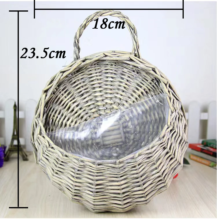 Hand Made Wicker Rattan Flower Planter Wall Hanging Wicker Rattam Basket Garden Vine Pot Plants Holder Garden Pots Wall Planter - الصورة 18
