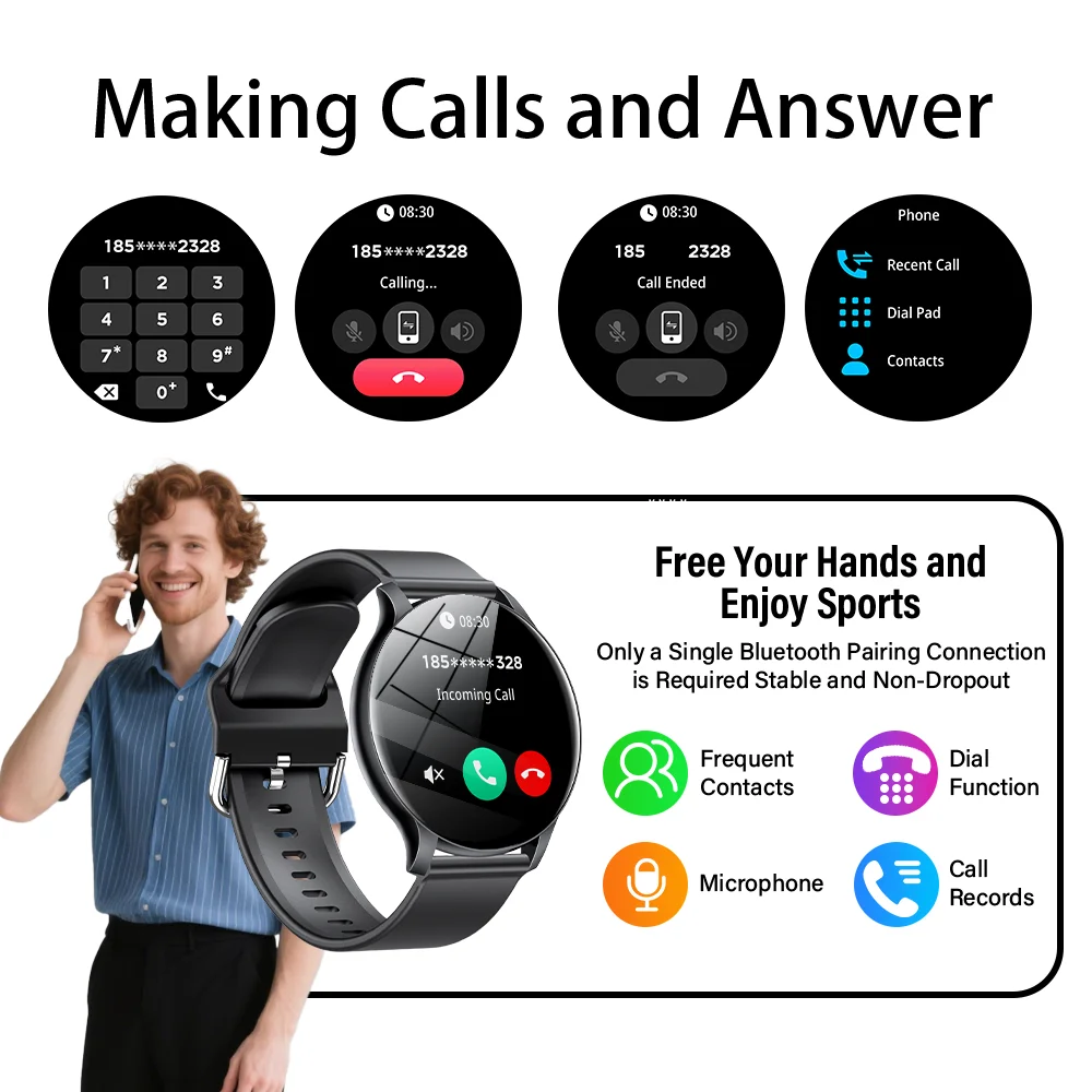 LAXASFIT 2025 New Smart Watch Men's Full Touch Screen Sports Watch Bluetooth Dial and Answer Smart Watch Women's Holiday Gift - Image 3
