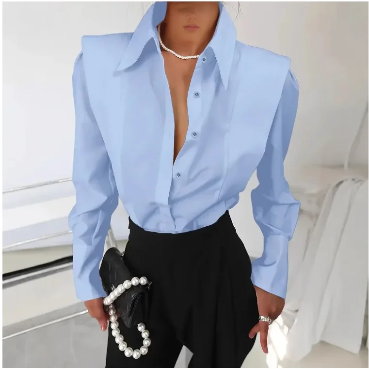 All Seasons New White Shirt Women's Fashion Elegant Casual Long Sleeve Shirt Tops Holiday Party Tops And Blouses Women Clothes - Image 2