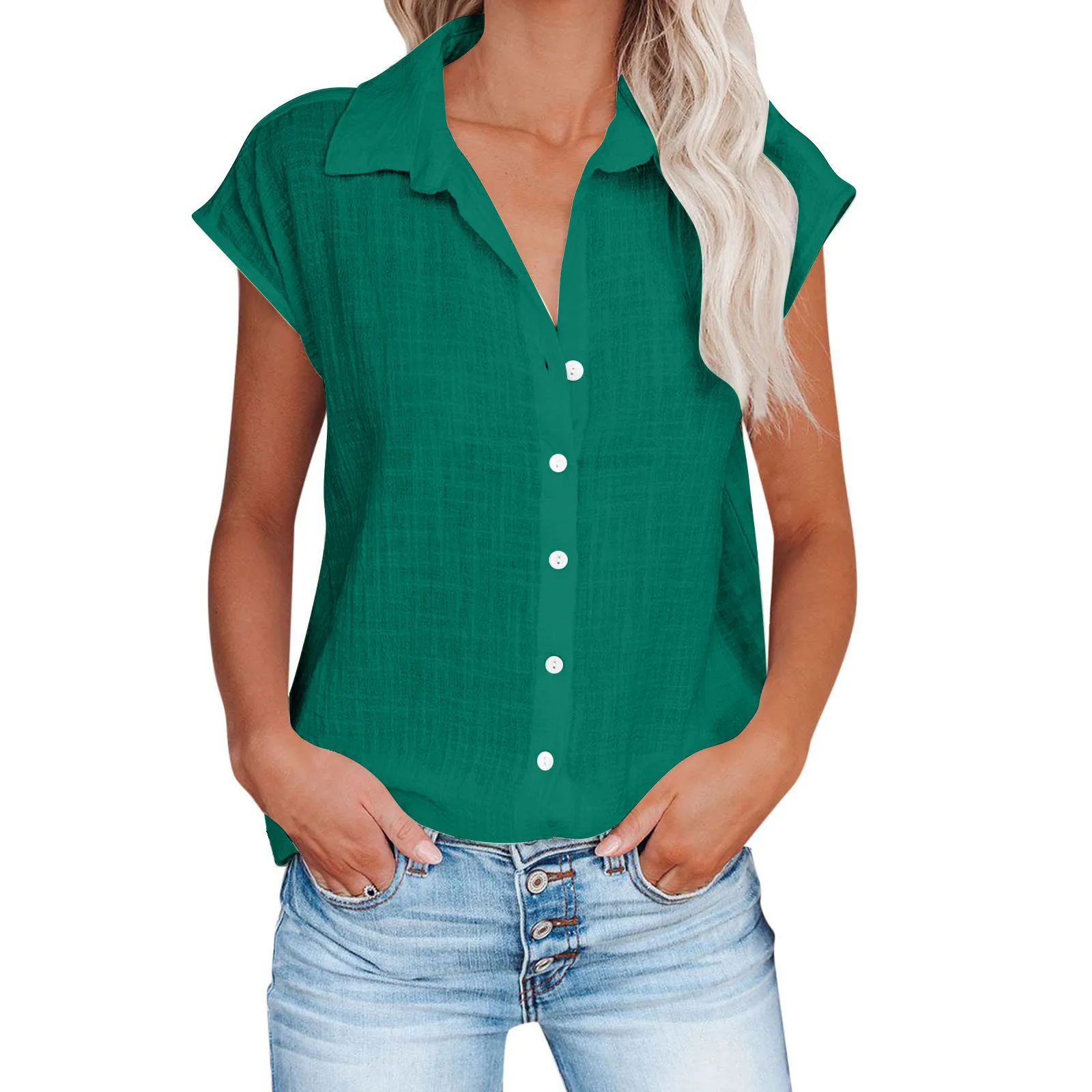 Summer Solid Cotton Linen Shirt Women's Clothing Casual Short Sleeve Tops Tee Ladies T-Shirts Blusas Thin Loose T Shirt Woman - Image 14