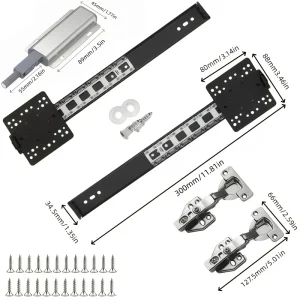 5 Pcs Sliding Door Hardware Kit, Space-Saving Hidden Track&Foldable System with Magnetic Closure for Cabinet, Wardrobe&TV Stand