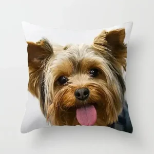 Cute Dog Print Pillowcase Bedroom Sofa Waist Cushion Cover Yorkshire Bichon Yorkshire Decoration Car Decorative Cushion