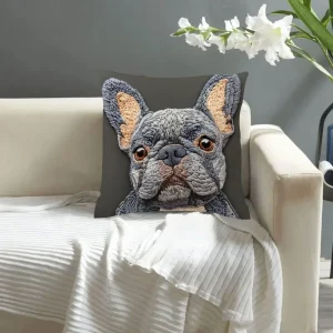 French Bulldog 2D Flat-Printed Pillow Cover: Non-Real Embroidery Magic! Sofa cushion cover, home decoration, 2D printing