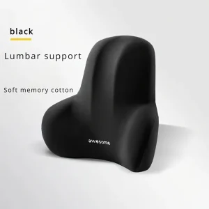 1pc Memory Foam Seat Cushion Set - 2-in-1 Lumbar & Seat Pillow for Office/Car,Grey & Black, Holiday Gift for Back Pain Relief