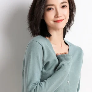 Cardigans Women 2025 Autumn Single Breasted V-neck Knitted Sweater Fashion Short Knitwear Solid Blue Green Pink Women's Jumpers