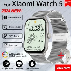 2026 New Global Version Watch 5 Men Women HD AMOLED Screen Heart Rate Bluetooth Call GPS Track Waterproof Sports Smart Watch
