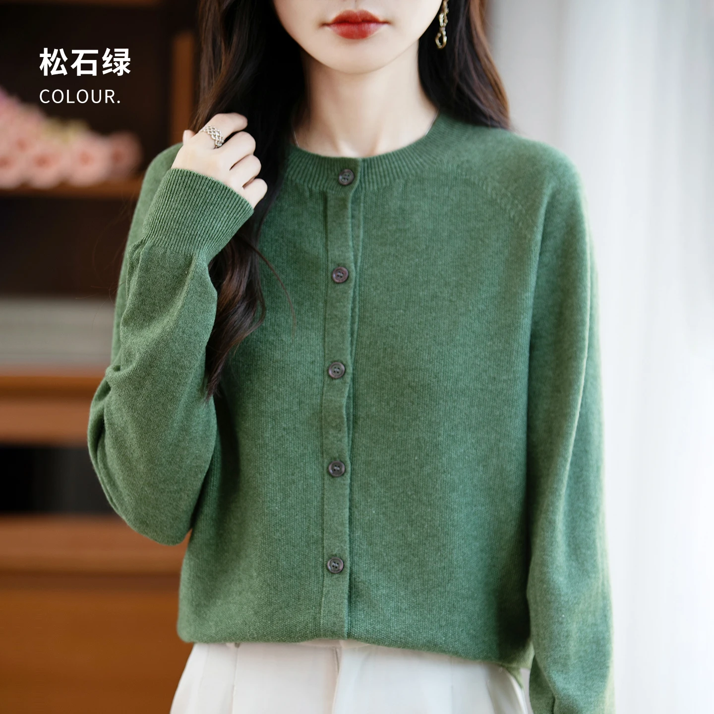 Classic Merino Wool Woman Sweater Basic Female Autumn Winter Knitted Cardigan Elegant Ladies Cashmere Long Sleeve Clothing Tops - Image 9
