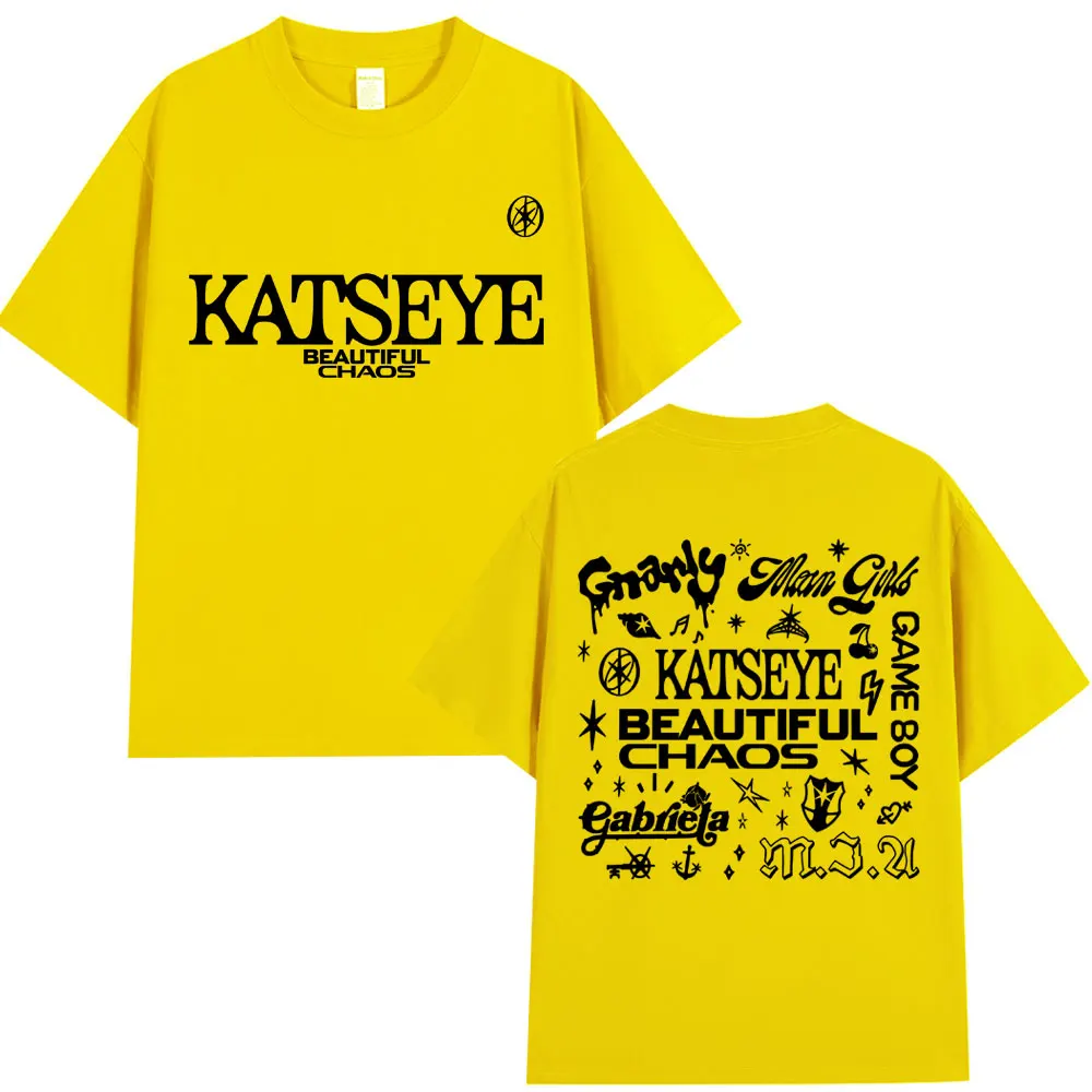 Korean Katseye Beautiful Chaos Tour T Shirt Kpop Vintage Harajuku Fashion Y2K Men Women T-shirt Cotton Loose T Shirts Fans Gifts - الصورة 17