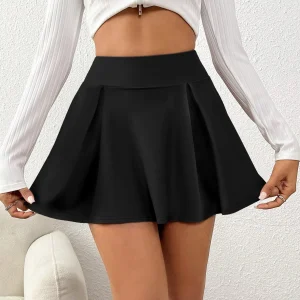 Pleated Mini Skirt with Safety Shorts, High Waisted Tennis Skort for Women, Vintage American School Girl Style Sports Skirt