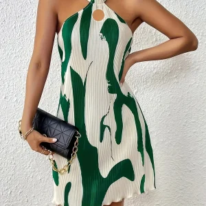 new spring and summer printed sexy off-shoulder lace-up loose women's dress ladies
