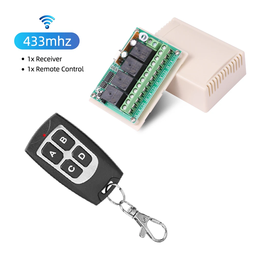 Universal Wireless Remote Control Switch DC 12V 4CH Relay Receiver Module With 4 Channel RF 433 Mhz Transmitter Electronic Lock - الصورة 8
