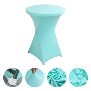 Creative Simple Style Solid Color Polyester Round Banquet Elastic Table Set Hotel Wedding Decoration Cocktail Bar Table Set