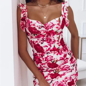 Sexy Dresses for Women Date Night - V-Neck Sleeveless Ruffle Floral Printed Sundress Casual Bodycon Dress