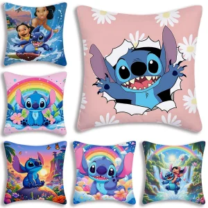 Hot Cartoon Anime S-Stitchs Pillow Covers Cartoon Sofa Decorative Home Double-sided Printing Short Plush Cute Cushion Cover