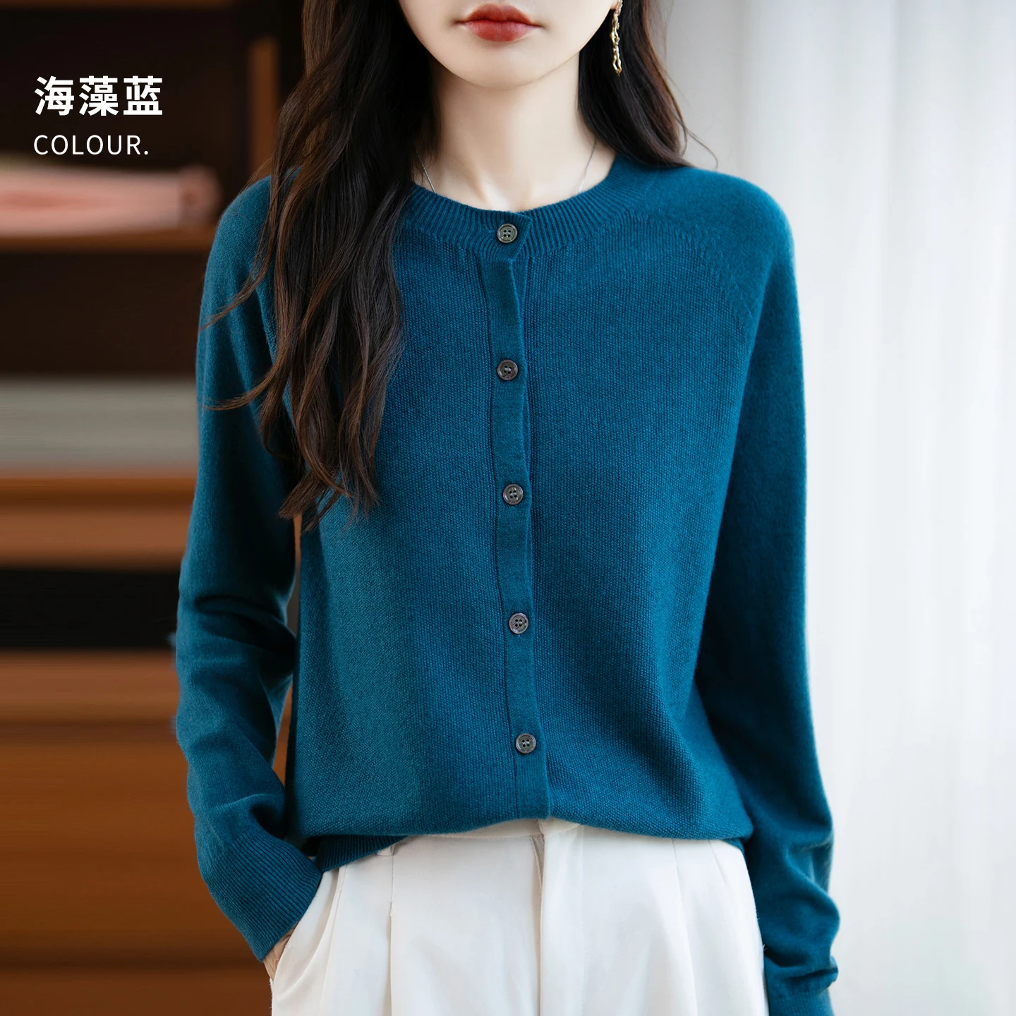 Classic Merino Wool Woman Sweater Basic Female Autumn Winter Knitted Cardigan Elegant Ladies Cashmere Long Sleeve Clothing Tops - Image 24