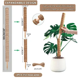 38/43/53CM Plant Climbing Coir Totem Pole Safe Gardening Coconut Stick For Climbing Plants Vines And Creepers Plant Support