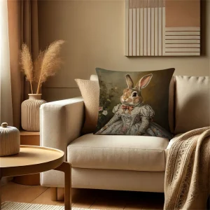 1PC Easter Bunny Reading Pillow Cover ,Decorative sofa cushion cover, home decoration, 2D printing.