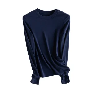 SuyaDream, Women Bottoming T Shirt, 28%Wool 37%Cotton, Long Sleeves, Solid Basic Thermal Shirt, 2025 Autumn Winter Top