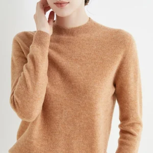 Women 100% Merino Wool Sweater For Autumn Winter  First Line Seamless Half-high Collar Pullover Basic Top OL Solid Soft Cashmere