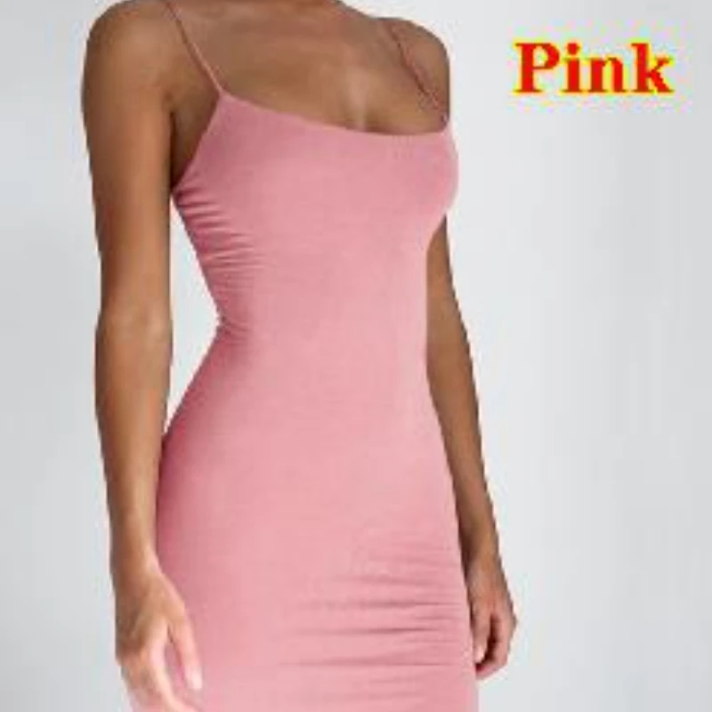 Summer Spaghetti Strap Mini Dress 2026 Women Sexy Bodycon Club Party Dresses Short Female Camisole Solid Black Sheath Sundress - الصورة 6