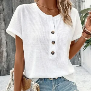 Europe and America large solid color short sleeve T-shirt women summer new loose V-neck casual all-matching three-point sleeve b