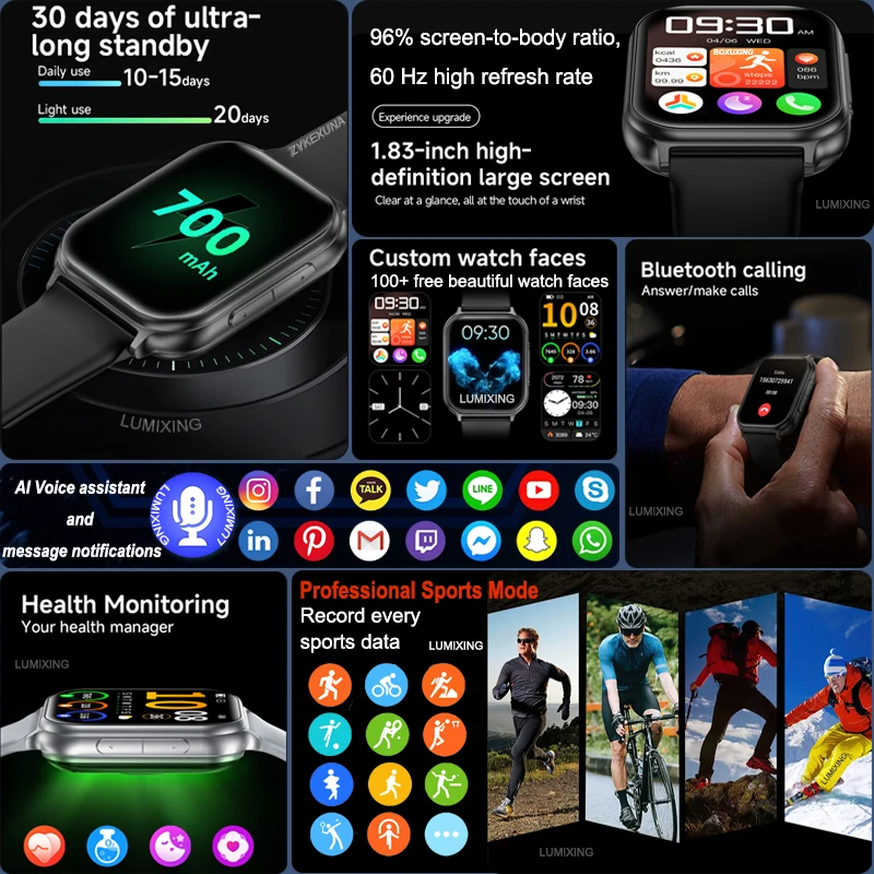 2026 New Smart Watch Outdoor Sports Fitness Men Women Heart Rate GPS Track IP68 Waterproof Bluetooth Call Smartwatch Fro Xiaomi - Image 2
