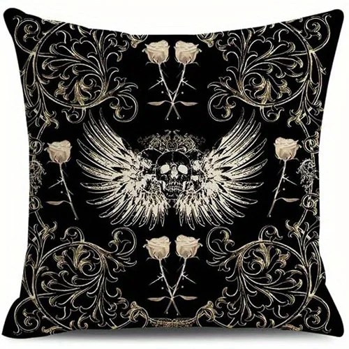 Home Decor Gothic Patterns: Raven, Skulls & Blood Splashes Pattern Cushion Cover Suitable for Sofa Bedroom Car Pillow Cover - Image 10