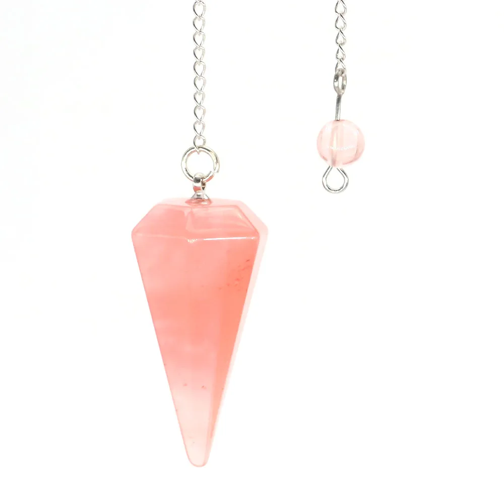 Natural Crystal Pendulums for Divination Dowsing Amethyst Pink Quartz Pendulum Reiki Healing Gem Stone Pendant Pendulos - الصورة 25