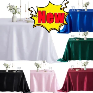 Rectangle Satin Tablecloth,Silkly Soft Solid Color Table Cover For Dining Room Wedding Party Banquet Supplies Dinner Tablecloths