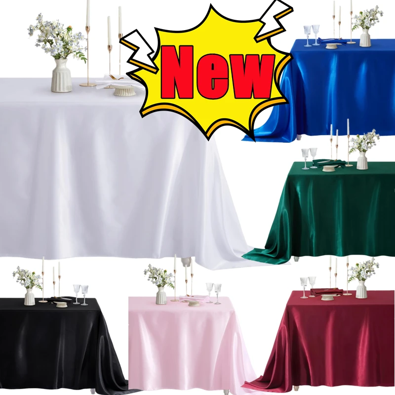 Rectangle Satin Tablecloth,Silkly Soft Solid Color Table Cover For Dining Room Wedding Party Banquet Supplies Dinner Tablecloths