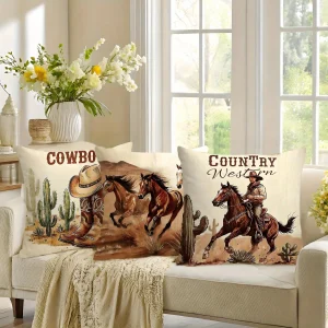 1/4pcs Country Western Cowboy Wild West Themed Pillowcases Sofa cushion cover home bedroom room decoration
