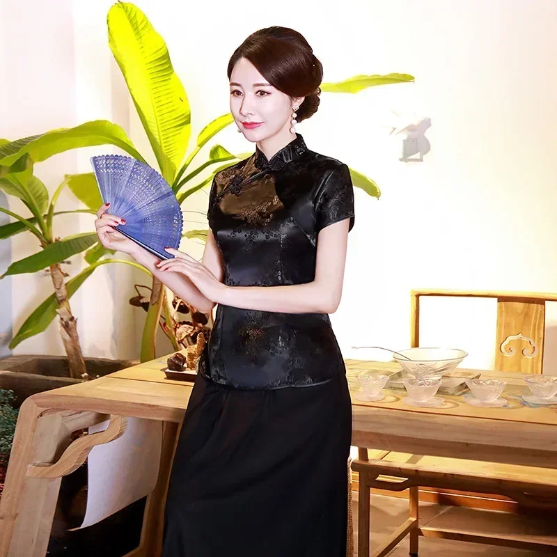 Elegant Ethnic Style Streetwear Cheongsam Qipao Tees Fashion Clothes Tshirts Vintage Shirts for Women Y2k Tops Women Clothing - الصورة 11