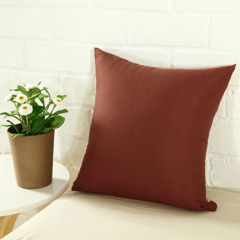 40*40cm Pillow Case Solid Color Sofa Cushion Backrest Pillowcase Family Living Room Cushion Waist Cushion Cover For Household - الصورة 2