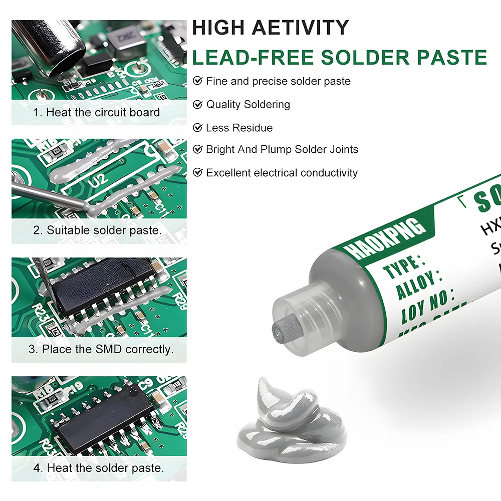 Sn99Ag0.3Cu0.7 Solder paste, flux, lead-free solder paste free cleaning is widely used in all kinds of soldering - Image 3