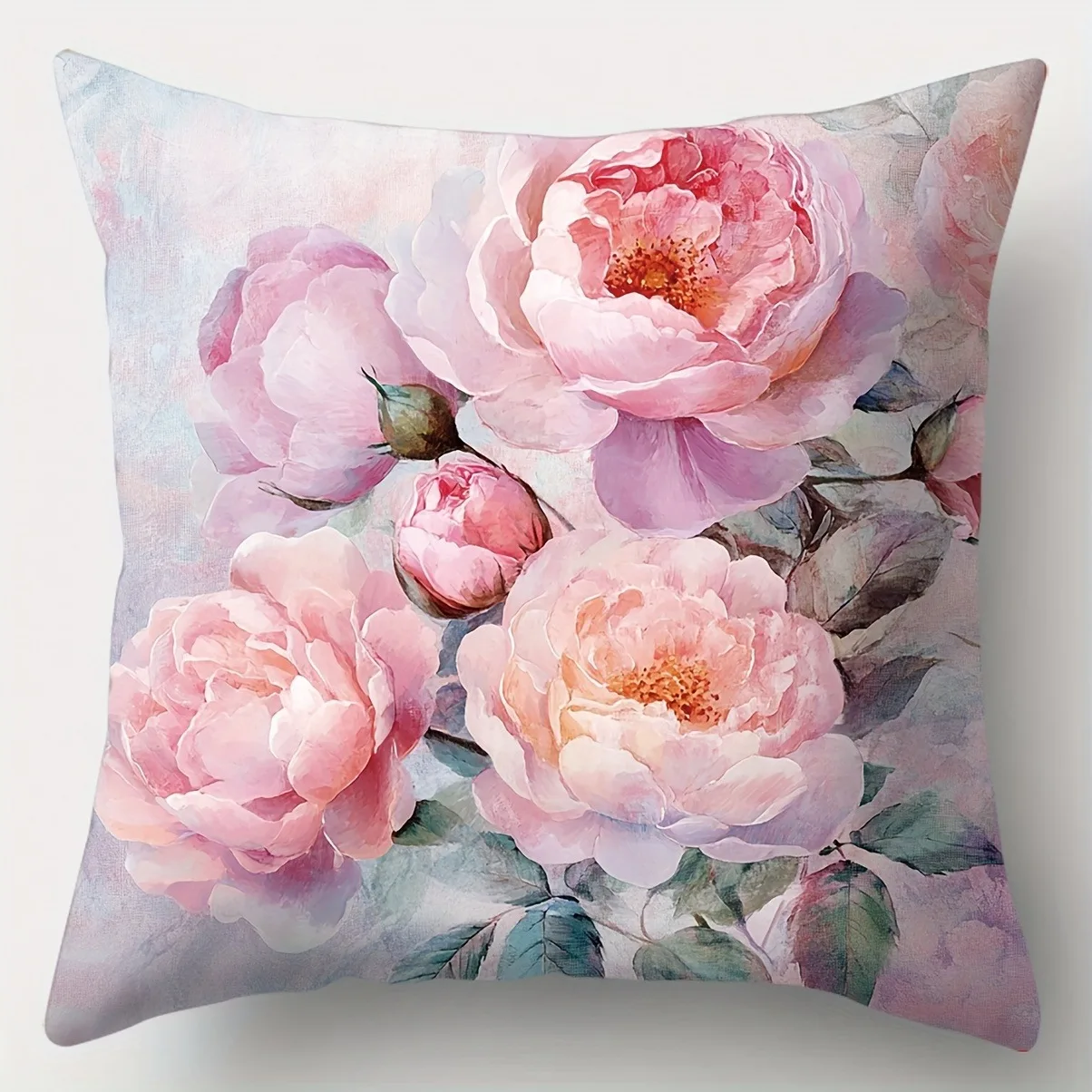 Enchanting Peony Pillow Cover: Soft Hues and Lush Floral Artistry, Sofa Chair Cushion Cover, Bedroom Room Decor - Image 5
